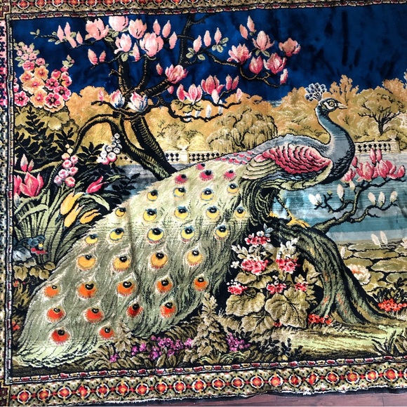 Vintage Wall Tapestry - Peacock - Picture 4 of 5
